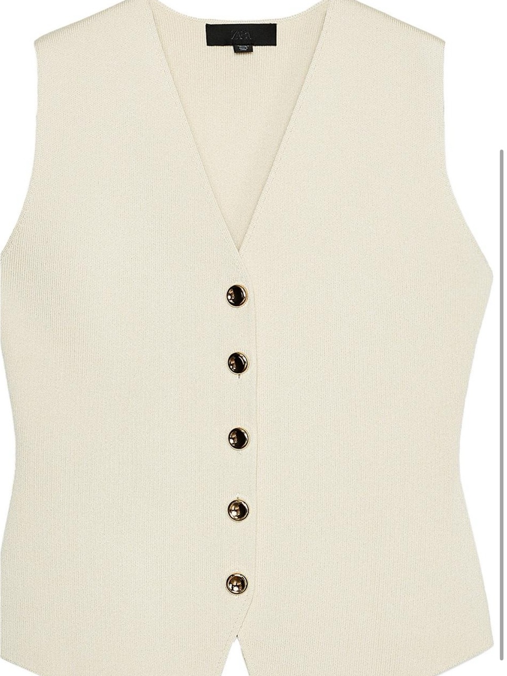 Zara Cream Button-Front Knit Vest